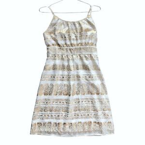Mark. Gold Shimmery Metallic Cream/Gold Strappy Mini Dress | EUC - Size Small